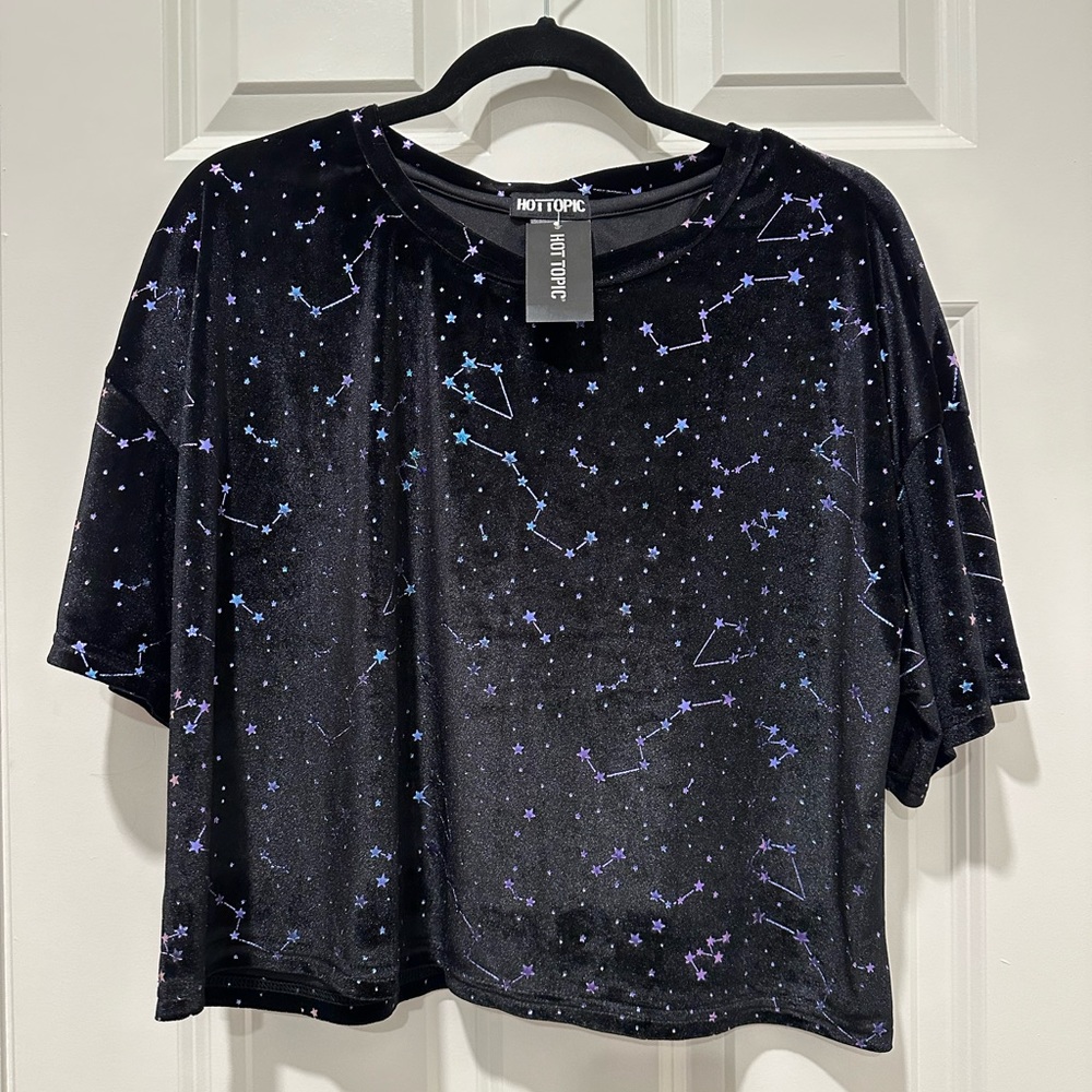 Hot Topic Iridescent Stars Crop Top NWT